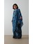 Desenli Kaftan Elbise Saks 4