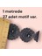 3,5*4 cm Siyah Incili Boncuklu Çiçek Şerit -Siyah Dantel Çiçek Süs-Aplik – Zarif 2 Metre 2