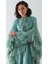 Kolları Dantel Fırfırlı Kaftan Elbise Mint 2