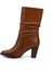 Kadın Taba Sivri Burun Körüklü Kalın Topuklu Hakiki Deri Çizme 4