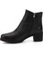 Kadın Siyah Fermuarlı Kalın Topuklu Hakiki Deri Bot 3