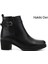 Kadın Siyah Fermuarlı Kalın Topuklu Hakiki Deri Bot 1