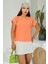 Moda Kadın Turuncu Basic Kısa Kollu Yuvarlak Yaka Yazlık Rahat Fit Bluz - Üst - T-Shirt 1