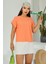 Moda Kadın Turuncu Basic Kısa Kollu Yuvarlak Yaka Yazlık Rahat Fit Bluz - Üst - T-Shirt 2