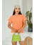 Moda Kadın Turuncu Basic Kısa Kollu Yuvarlak Yaka Yazlık Rahat Fit Bluz - Üst - T-Shirt 4