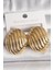 Pirinç Gold Renk Işlemeli Oval Model Kadın Küpe 1