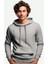 Erkek Gri Kapüşonlu Sweatshirt M 1
