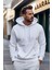 Erkek Beyaz Kapüşonlu Sweatshirt S 1