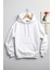 Erkek Beyaz Kapüşonlu Sweatshirt S 2