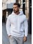 Erkek Beyaz Kapüşonlu Sweatshirt S 4
