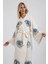 Naturel Ağaç Baskı Göz Desenli Kimono Kaftan 1
