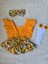 Kız Bebek Ayçiçeği Desen Fırfırlı Turuncu Slopet Bandana Keçeli Çorap 3'lü Set 1