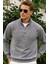 Pamuklu Erkek Sweatshirt Gri Soft Touch Relax Fit Yarım Fermuarlı Dik Yaka 3 Iplik Nefes Alan 3