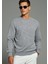 Pamuklu Erkek Sweatshirt Gri Soft Touch Relax Fit Basic Bisiklet Yaka 3 Iplik Nefes Alan 4