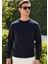 Pamuklu Erkek Sweatshirt Lacivert Soft Touch Relax Fit Basic Bisiklet Yaka 3 Iplik Nefes Alan 1