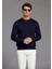 Pamuklu Erkek Sweatshirt Lacivert Soft Touch Relax Fit Basic Bisiklet Yaka 3 Iplik Nefes Alan 4