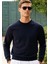 Pamuklu Erkek Sweatshirt Lacivert Soft Touch Relax Fit Basic Bisiklet Yaka 3 Iplik Nefes Alan 5