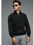 Pamuklu Erkek Sweatshirt Siyah Soft Touch Relax Fit Yarım Fermuarlı Dik Yaka 3 Iplik Nefes Alan 1
