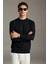 Pamuklu Erkek Sweatshirt Siyah Soft Touch Relax Fit Basic Bisiklet Yaka 3 Iplik Nefes Alan 3