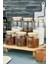 3lü Standlı Ahşap Kapaklı Cam 1300ML Tea/şugar/salt ve 3lü 500ML Kahve Kavanozu (Transfer Etiket) 1