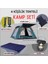 4 Kişilik Tam Otomatik Tenteli Kamp Çadırı + Çift Kişilik Şişme Yatak Seti + Lamba (Kamp Seti) 1