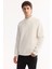 Erkek Beyaz Pamuklu Baskılı 3 İplik Şardonlu Regular Fit Sweatshirt A52Y1327 5