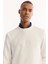 Erkek Ekru Bisiklet Yaka Pamuklu Bi-Stretch Baskılı Regular Fit Sweatshirt A52Y1264 2