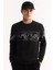 Erkek Siyah Bisiklet Yaka Pamuklu Bi-Stretch Baskılı Regular Fit Sweatshirt A52Y1256 3