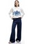 Üç Iplik Şardonlu Baskılı Oversize Ekru Kadın Sweatshirt 6WAL10127IK 2