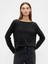 Kadın Siyah Relaxed Knit Sweatshirt 1