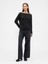 Kadın Siyah Relaxed Knit Sweatshirt 4