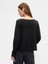 Kadın Siyah Relaxed Knit Sweatshirt 5