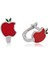 925 Ayar Gümüş Kırmızı Elma Çocuk Küpesi T3902 (7272) 2