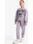 Kız Çocuk 2'li Takım Baskılı Sweatshirt Eşofman Altı E6416A825AU 2