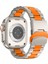 Apple Watch Series 10 42MM/9 8 7 41MM/SE (2023) Se (2022) Se 6 5 4 40MM/3 2 1 38MM 3 Boncuklu Titanyum Alaşımlı Saat Kayışı Yedek Bant - Titanyum + Turuncu (Yurt Dışından) 1