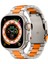 Apple Watch Series 10 42MM/9 8 7 41MM/SE (2023) Se (2022) Se 6 5 4 40MM/3 2 1 38MM 3 Boncuklu Titanyum Alaşımlı Saat Kayışı Yedek Bant - Titanyum + Turuncu (Yurt Dışından) 2