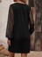 Kadın Uzun Kollu Dantelli V Yakalı Kısa Ithal Krep Elbise 2