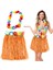 Hawaii Luau Aloha Turuncu Püsküllü 40 cm Etek ve Hawaii Kolye Seti 1