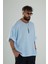 Mavi Müslin Kumaş Oversize Fakir Kol T-Shirt 2