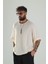 Bej Müslin Kumaş Oversize Fakir Kol T-Shirt 2