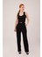 Mottisfashion Kalın Askılı Düğmeli Yelek ve Pantolon Siyah Takım 2