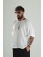 Beyaz Müslin Kumaş Oversize Fakir Kol T-Shirt 3