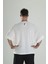Beyaz Müslin Kumaş Oversize Fakir Kol T-Shirt 4