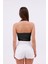 Dashed Halter Yaka Ön Yırtmaç Detaylı Kadın Crop Bluz, Sırt Dekolteli 2