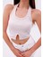 Dashed Halter Yaka Ön Yırtmaç Detaylı Kadın Crop Bluz, Sırt Dekolteli 1