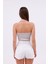 Dashed Halter Yaka Ön Yırtmaç Detaylı Kadın Crop Bluz, Sırt Dekolteli 3
