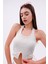 Dashed Halter Yaka Ön Yırtmaç Detaylı Kadın Crop Bluz, Sırt Dekolteli 6