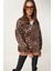 Leopar Desenli Dik Yaka Şardonlu Sweatshirt LDP0025 Bisküvi Siyah 2