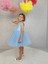 Kız Çocuk Ada Model Abiye Bebe Mavi Bel Incili Elbise 4