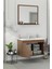 Fix Arya 85 Cm Banyo Dolabı,Seramik Lavabolu, Aynalı,Lavabo Dahil,Mdf,Aybe Kahve 4